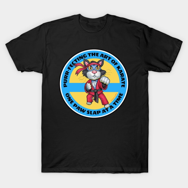 Cute Funny Karate Cat in Karate Suit T-Shirt by Danny Gordon Art